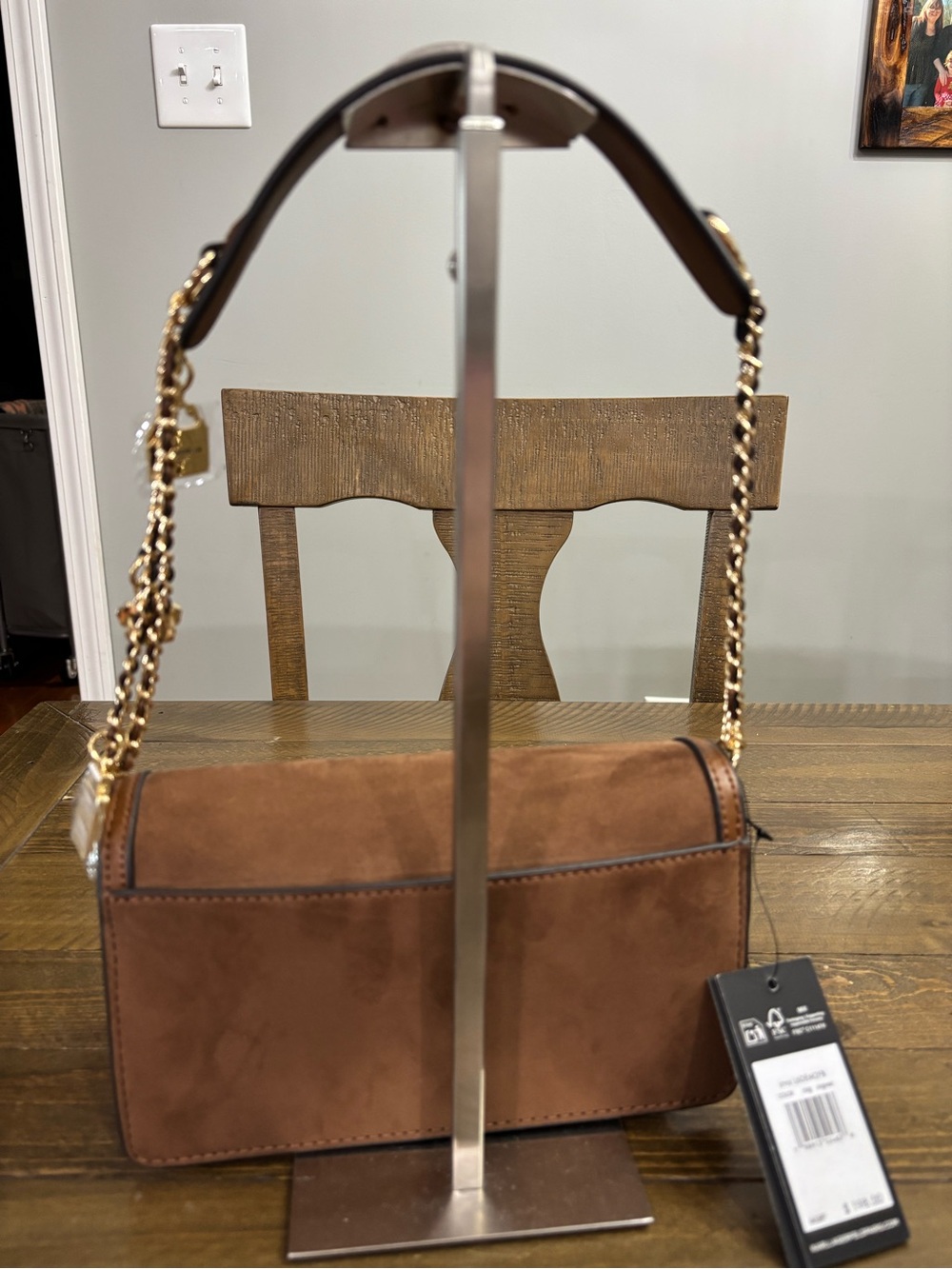 Karl Lagerfeld Brown Shoulder Bag with Charm Detail - Picture 3 of 12